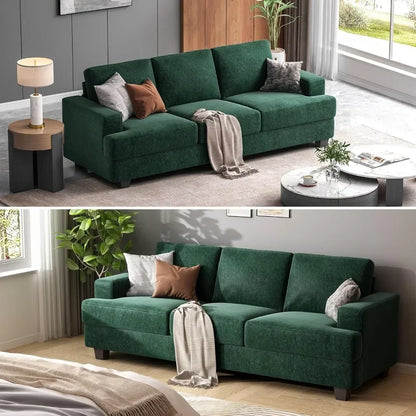 89 Inch Sofa, 3 Seater Sofa for Living Room, Modern Couchs and Sofas, Comfy Armrests and Seats and Backrests,Green