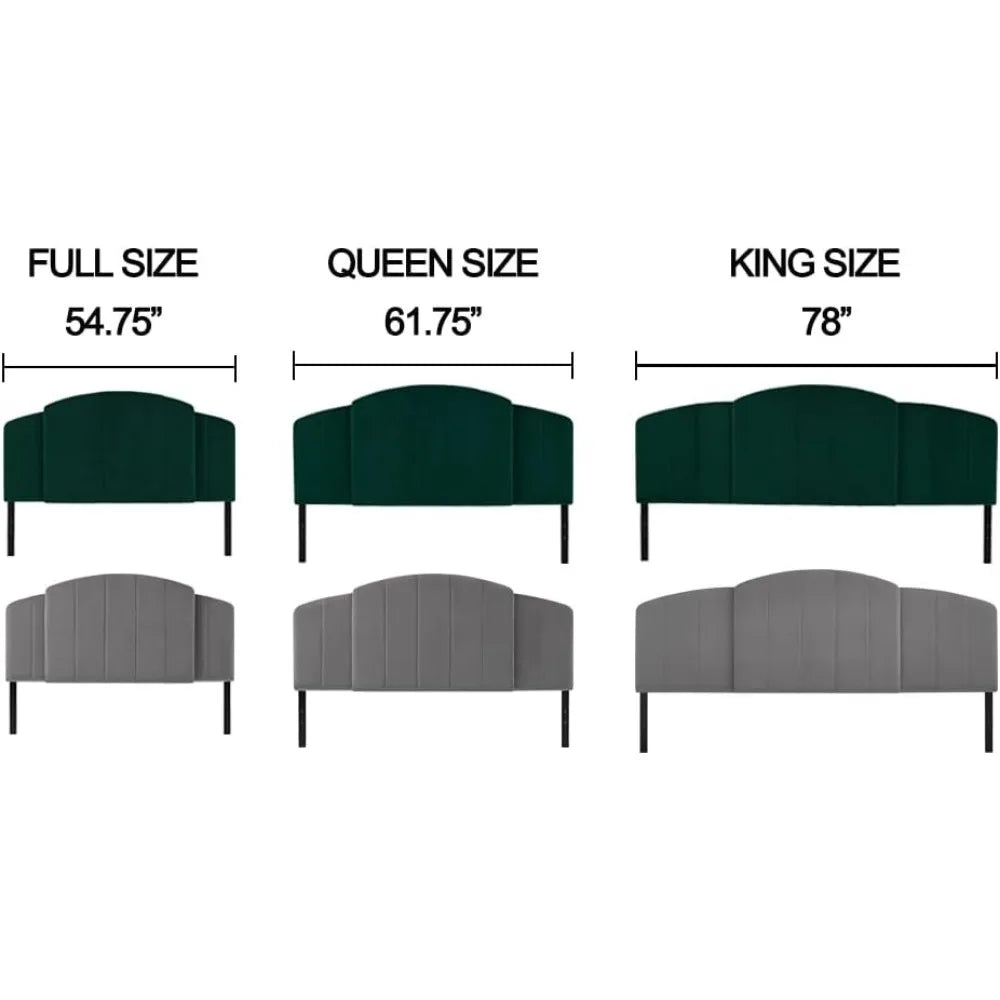 Headboard for Full/Queen/King Size Bed, Heights From 37 To 49 Inch Adjustable Emerald Green Set of 1, Bed Headboard Velvet