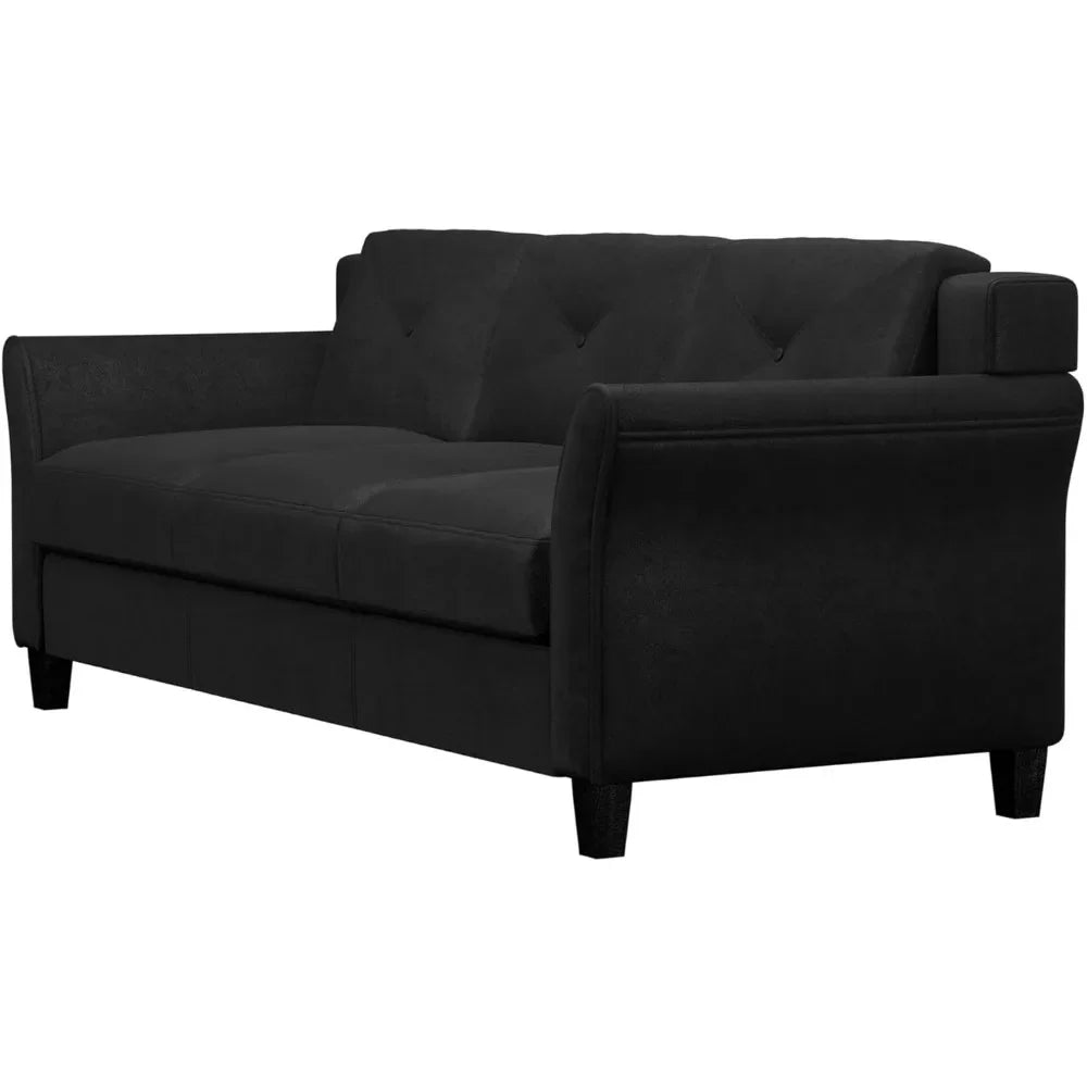 Canapé Harrington, noir, 31,5" P x 78,7" L x 32,7" H, doux, confortable et atmosphérique, convient au salon, à la chambre, au bureau