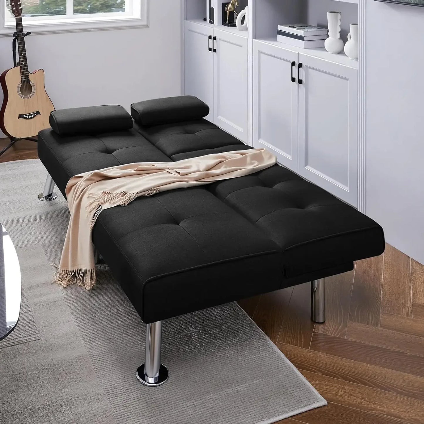 Sofa Bed Adjustmentsofa Double-sided Doublesofa Folding Sofa Bed Guestbed,cupholder,Bed Modern Artificial Leather Lounge Chair