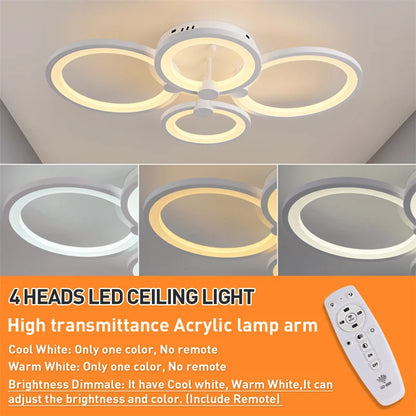 Lámpara de araña LED acrílica moderna para interiores, dormitorio, sala de estar, plafón de atenuación, accesorios de iluminación de cocina, luces colgantes, lustres de decoración