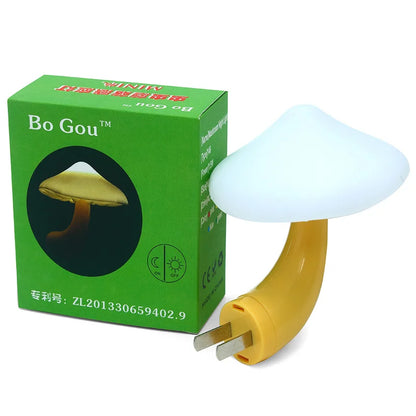 LED Night Lights Mushroom Shape Automatic Sensor Toilet Bedroom Decor Wall Lamps Light-control Sensor Bedroom Light