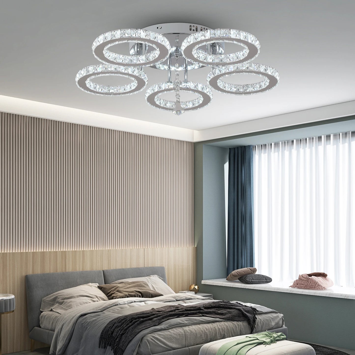 Crystal Led Ceiling Lamp With Remote Control Modern Chandelier Light Hanging Pendant Lamps Indoor Decora Surface Mounted Fixture