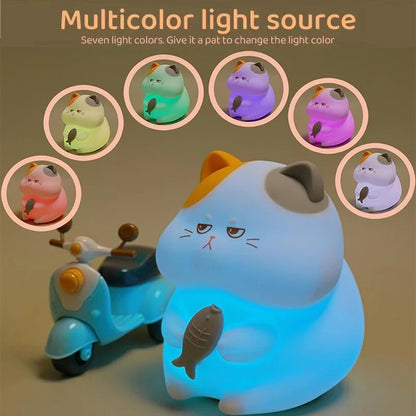 Veilleuse chat gourmand rechargeable par USB, lampe de nuit chaude et RVB pour chambre d'enfant, veilleuse sans fil Kawaii pour décoration de chambre d'enfant