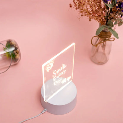 Lámpara de noche con tablero de notas LED, lámpara creativa con bolígrafo, tablero de mensajes USB, luz de vacaciones, lámpara de noche DIY, regalos para amantes de los niños