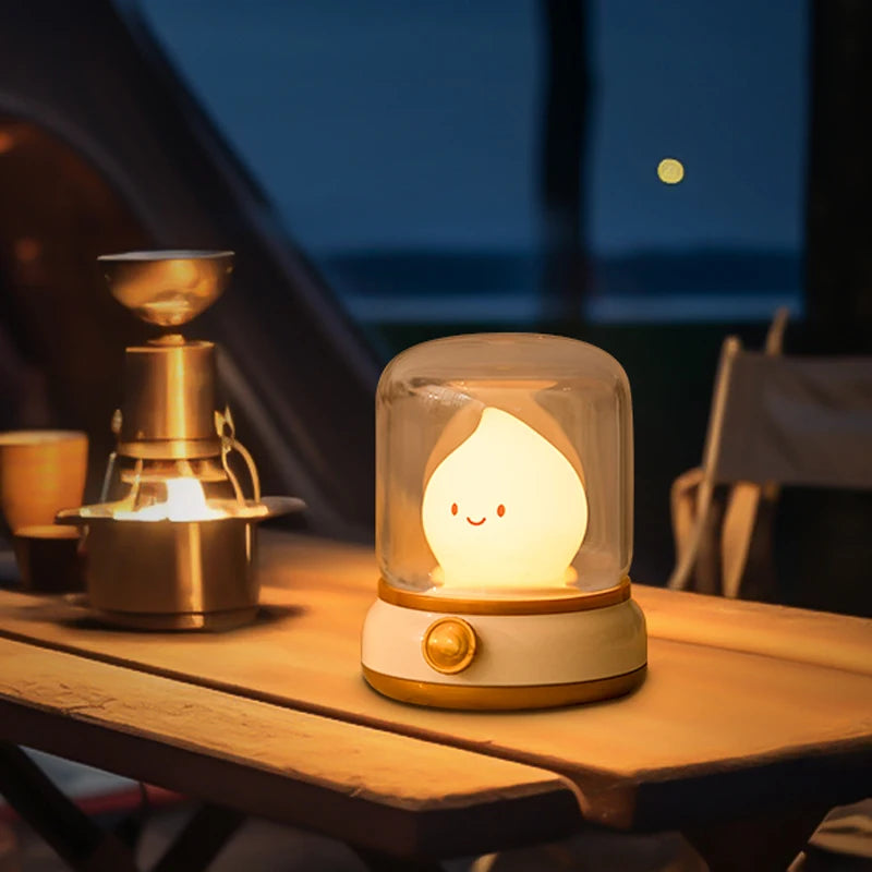 Candle Night Light Cute Kerosene Lamp Desktop LED Decorative Light USB Rechargeable Night Light Bedroom Creative Children's Gift