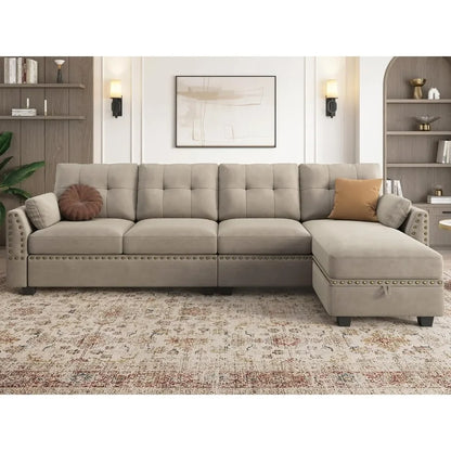 Velvet Convertible Sectional Sofa L Shaped Couch with Storage Reversible Sectional Couch Sofas for Small Space Sofa