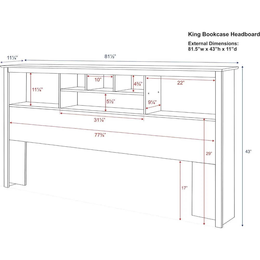 Cabecero de cama tamaño king: elegante cabecero espresso tamaño king con estantería para camas tamaño king, independiente (81,5" de ancho x 43" de alto x 11" de profundidad)