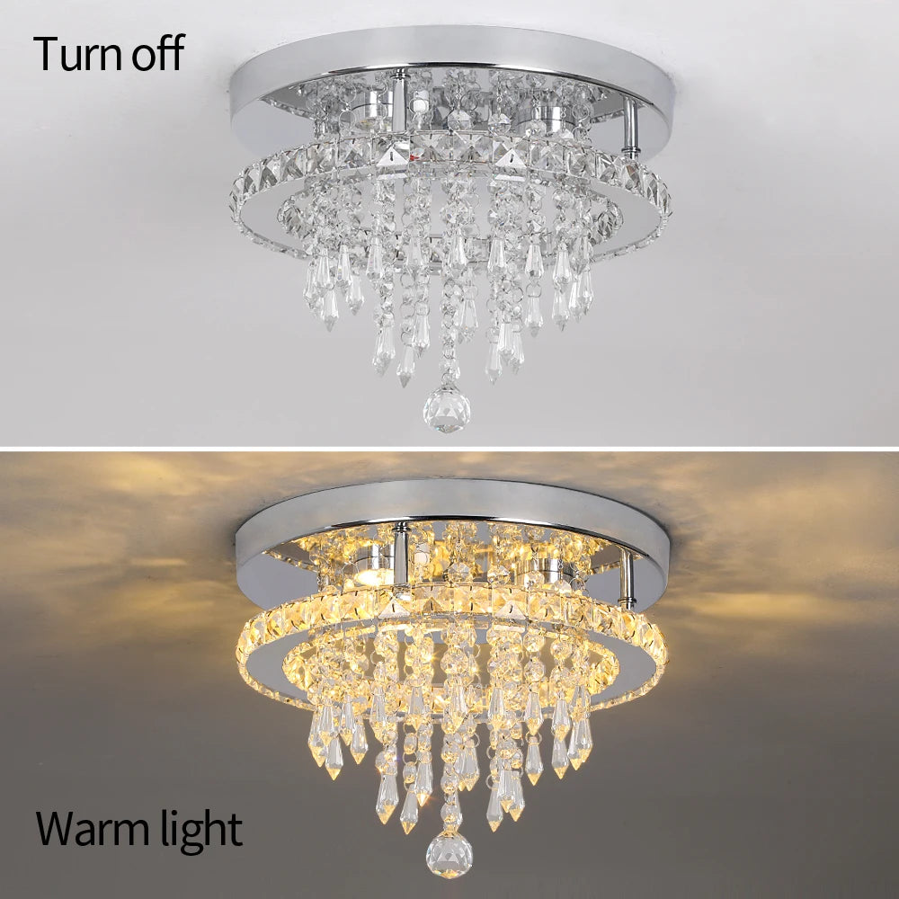 Plafonnier moderne en cristal à LED avec design soleil et lune, luminaire suspendu pour salon, salle à manger, chambre à coucher