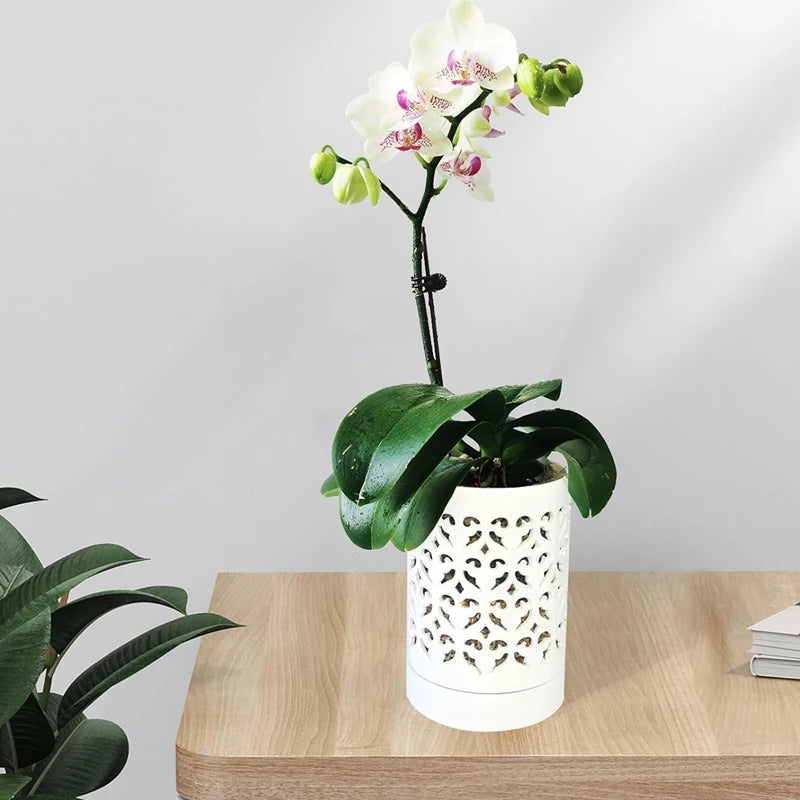 Pots à orchidées avec trous, pot à orchidées en céramique de 4 pouces pour rempotage, pot de fleurs pour intérieur et extérieur, respirant