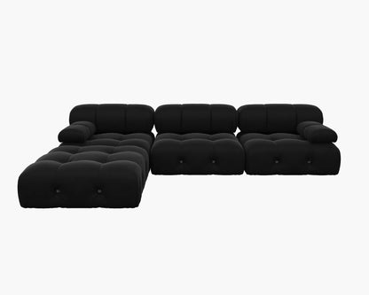 Minimalist Sectional Sofa for Living Room Black Velvet Fabric Modular Couches with Ottomans Comfortable Lounge Couch Sofas Sets