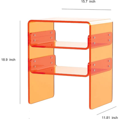 Table d'appoint/table de chevet élégante en acrylique - Rangement à 3 niveaux à plusieurs niveaux, peu encombrant 15,7" P x 11,81 L x 18,9 H