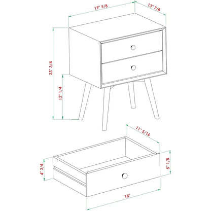 Century Modern Wood Nightstand Side Table Bedroom Storage Drawer Bedside End Table Furniture Caramel Tables Home