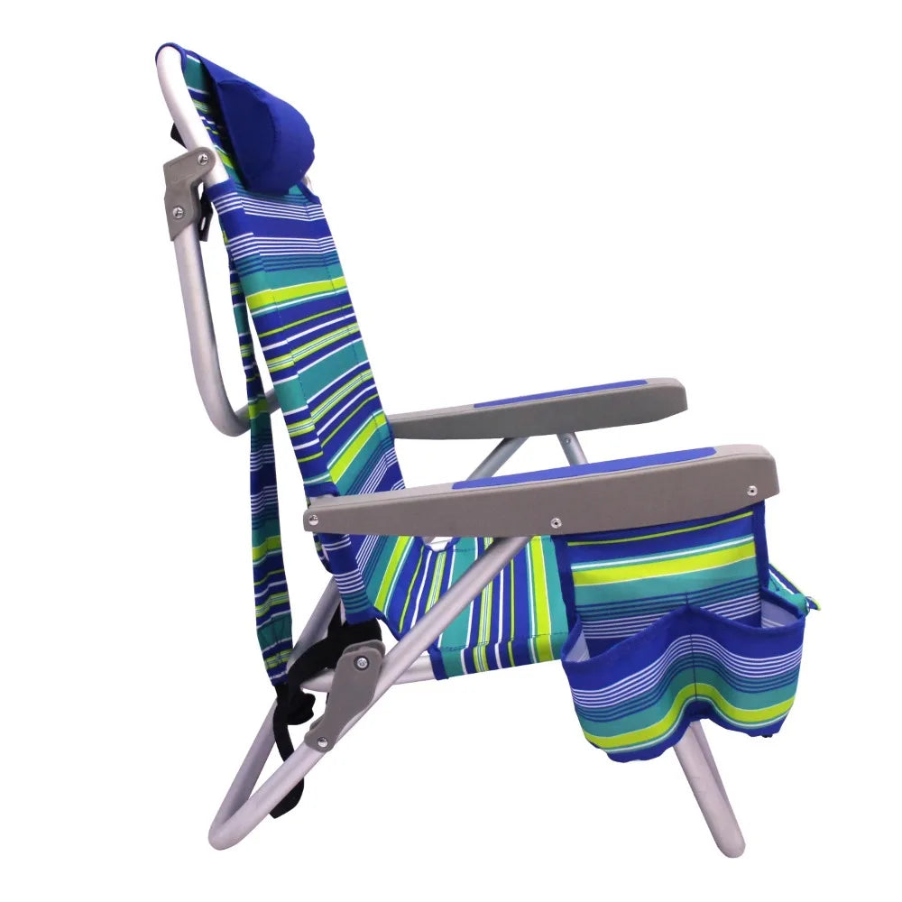 Chaise de plage en aluminium avec sac à dos Mainstays, multicolore