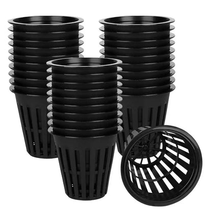 Lot de 50/100 tasses hydroponiques de 5,1 cm, filtre à mailles fendues à larges lèvres, filet pour plantes, seau, panier pour potager