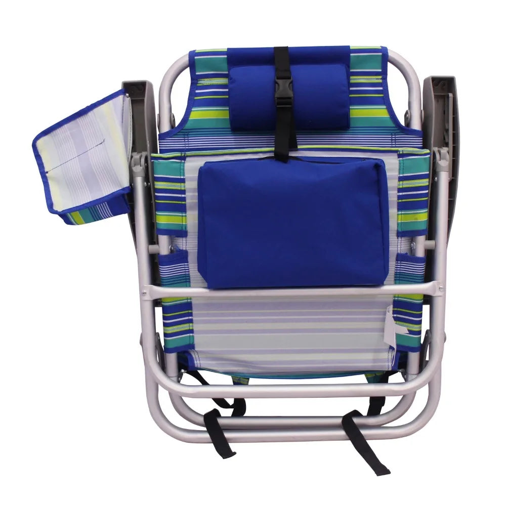 Chaise de plage en aluminium avec sac à dos Mainstays, multicolore