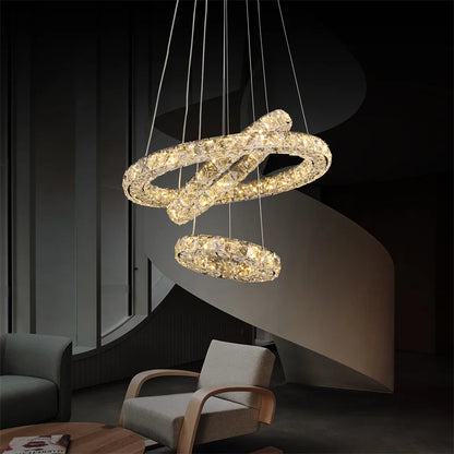 Modern Pendant Light Nordic Luxury K9 Crystal Led Chandelier Living Dining Room Ceiling Lamp Luminarie Chambre Home Decor Fixtur