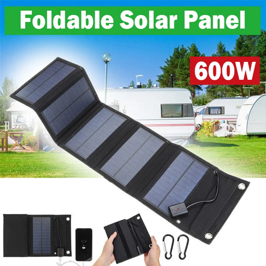 Panneau solaire pliable 600 W Chargeur de téléphone Panneaux solaires 5 V Plaque Panneaux solaires USB Banque d'alimentation pour téléphone portable Camping Urgence