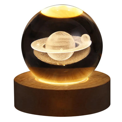 Bola luminosa de luz nocturna, nebulosa, Saturno, noria, luna, proyección de cristal, luz ambiental para regalo de cumpleaños de Navidad para niños