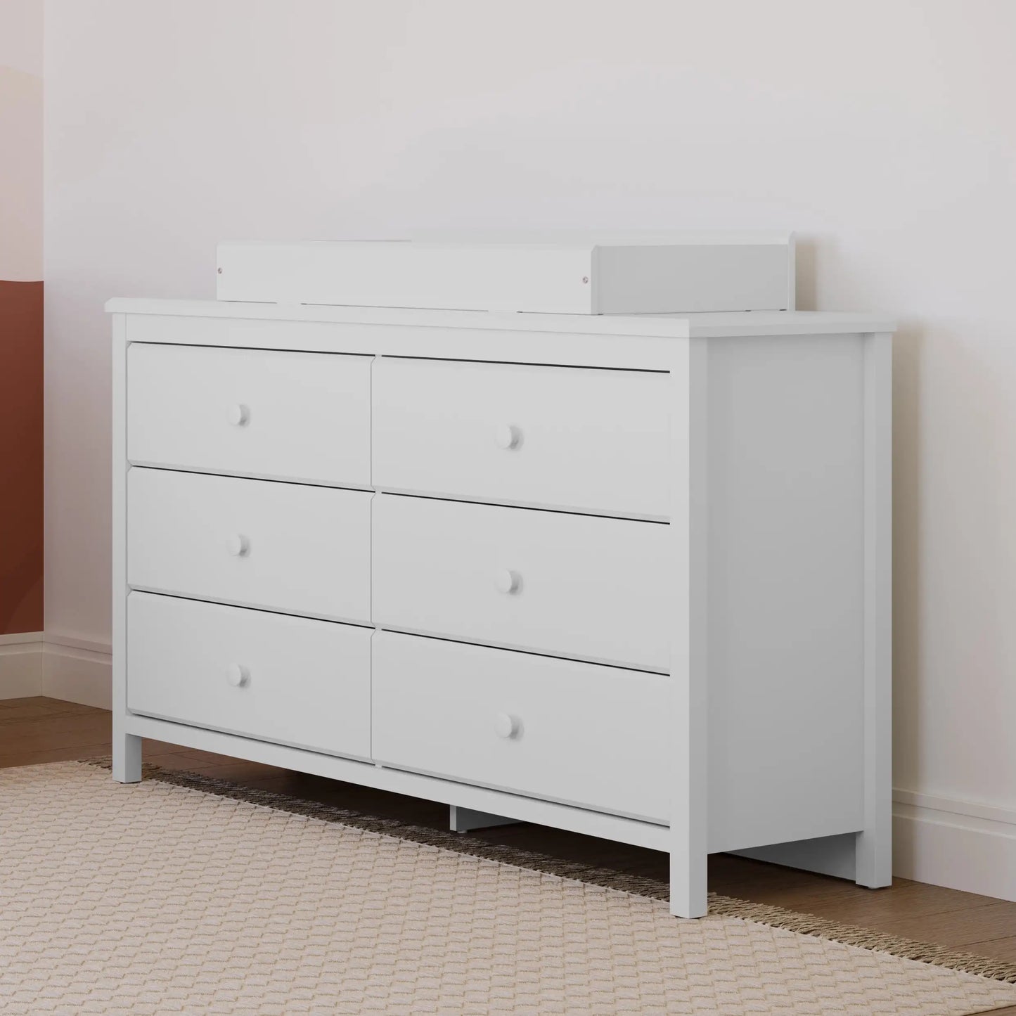 Horizontal Wood 6 Drawer Modern Double Dresser,Large Capacity Storage Chest of Drawers,PU Coated Surface,Easy Assembly White