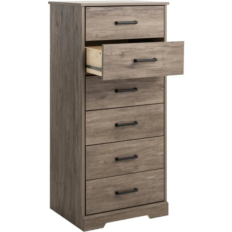 Astrid Tall White Dresser: 16"D x 20"W x 52"H, 6-Drawer Chest for Bedroom by Prepac - Perfect Chest of Drawers for Ample