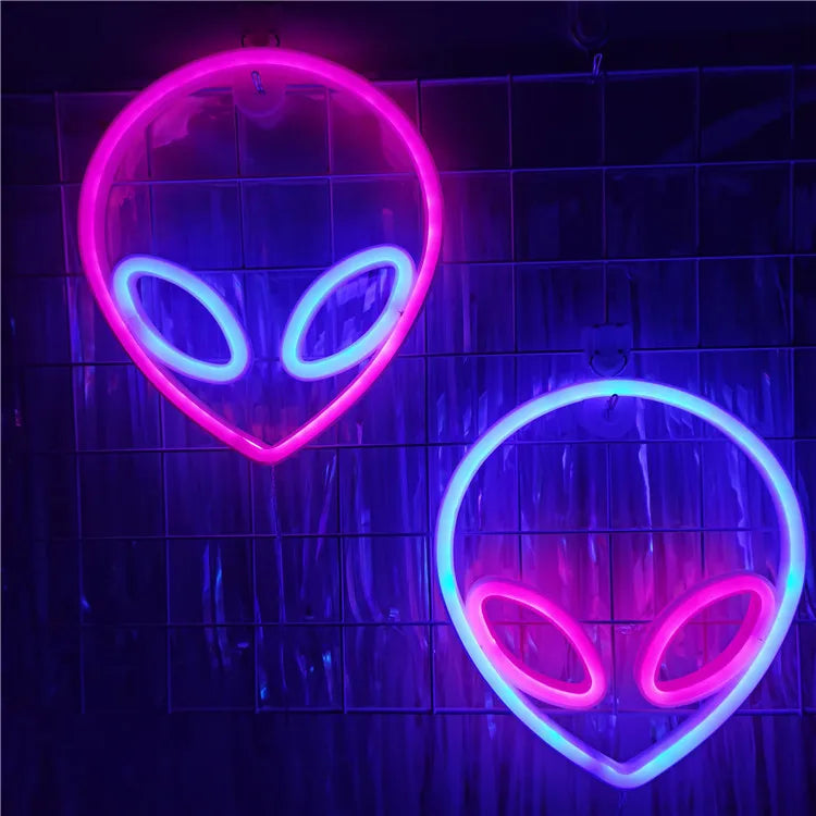 Neon Light Party LED Aliens ET Earth Planet Rocket Led Night Light for Bedroom Decor Neon Sign Wallpaper Christmas decoration