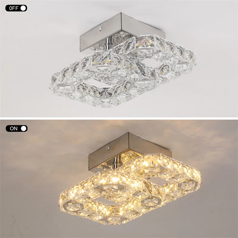 Plafonnier de chambre simple en cristal à LED, éclairage adapté au vestiaire, au couloir, au porche, lampe suspendue interchangeable