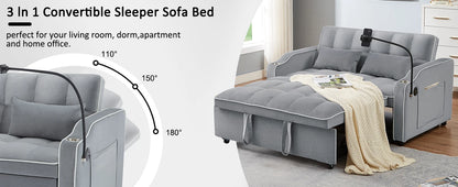 Sofá cama, sofá cama 3 en 1 con puerto USB, cenicero, soporte giratorio para teléfono móvil y funda de almacenamiento, sofá cama