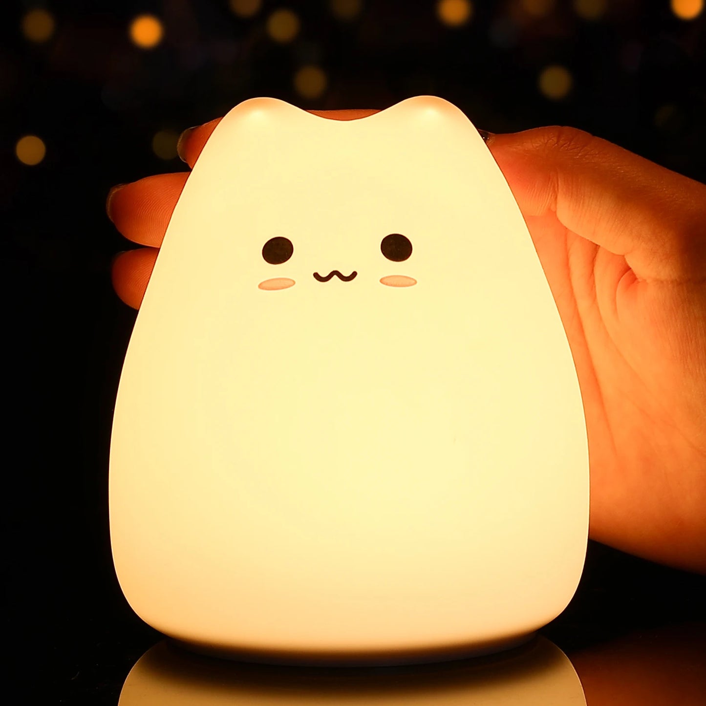 Mini Kawaii Populaire Chat Bébé Lampe De Nuit 7 Couleurs Pat Touch Changement De Couleur Protection Des Yeux Chambre Chevet Veilleuse Cadeau Enfants