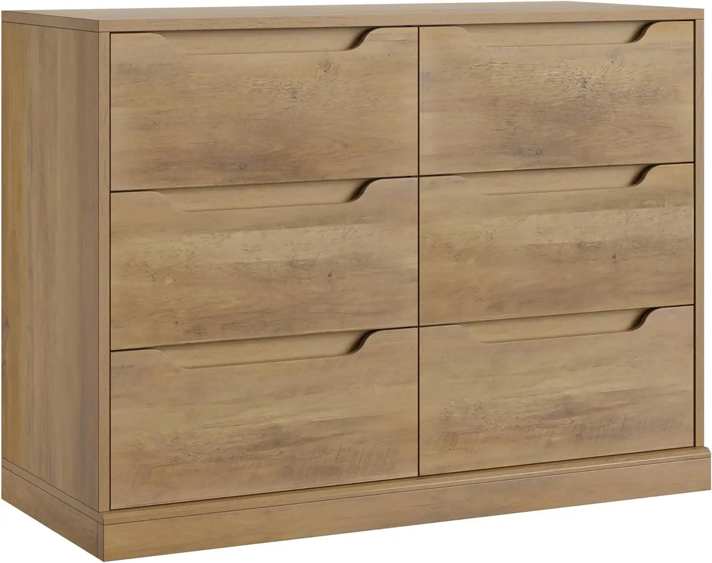 Modern 6 Drawer Dresser for Bedroom, Double Chest of Drawers, Large Wooden Storage Dresser Organizer, Accent Storage Cabinet