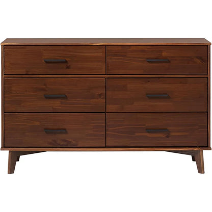 Walker Edison Modern 6-Drawer Dresser Bedroom Storage Organizer, 52 Inch, Walnut Finish