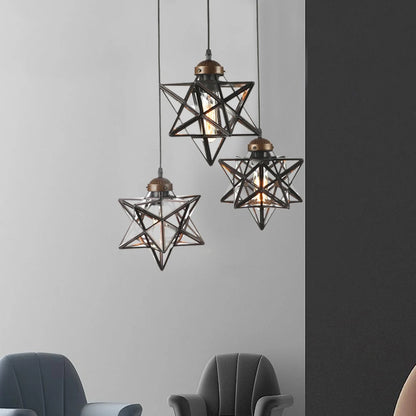 Nordic Star LED Pendant Lamp Bar Dinning Living Room Light Europe Vintage Lamp Glass Pendant Lights Fixtures