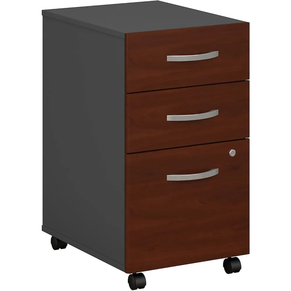 Bush Business Furniture Components 21"D Vertical 3-Drawer Mobile File Cabinet, Hansen Cherry/Graphite Gray, Standard Del