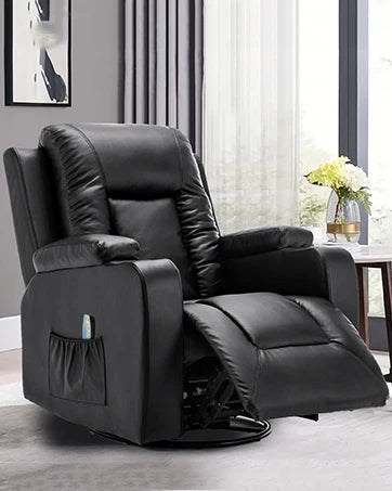 Furniture supplies COMHOMA Leather Recliner Chair Rocker with Heated Massage Ergonomic Lounge 360 Degree Swivel Single Sofa Seat