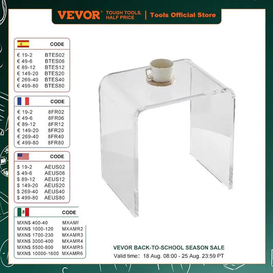 Mesa auxiliar de acrílico VEVOR, mesa auxiliar de metacrilato en forma de C, mesa auxiliar de acrílico transparente para bebidas, alimentos y refrigerios, utilizada en la sala de estar y el dormitorio