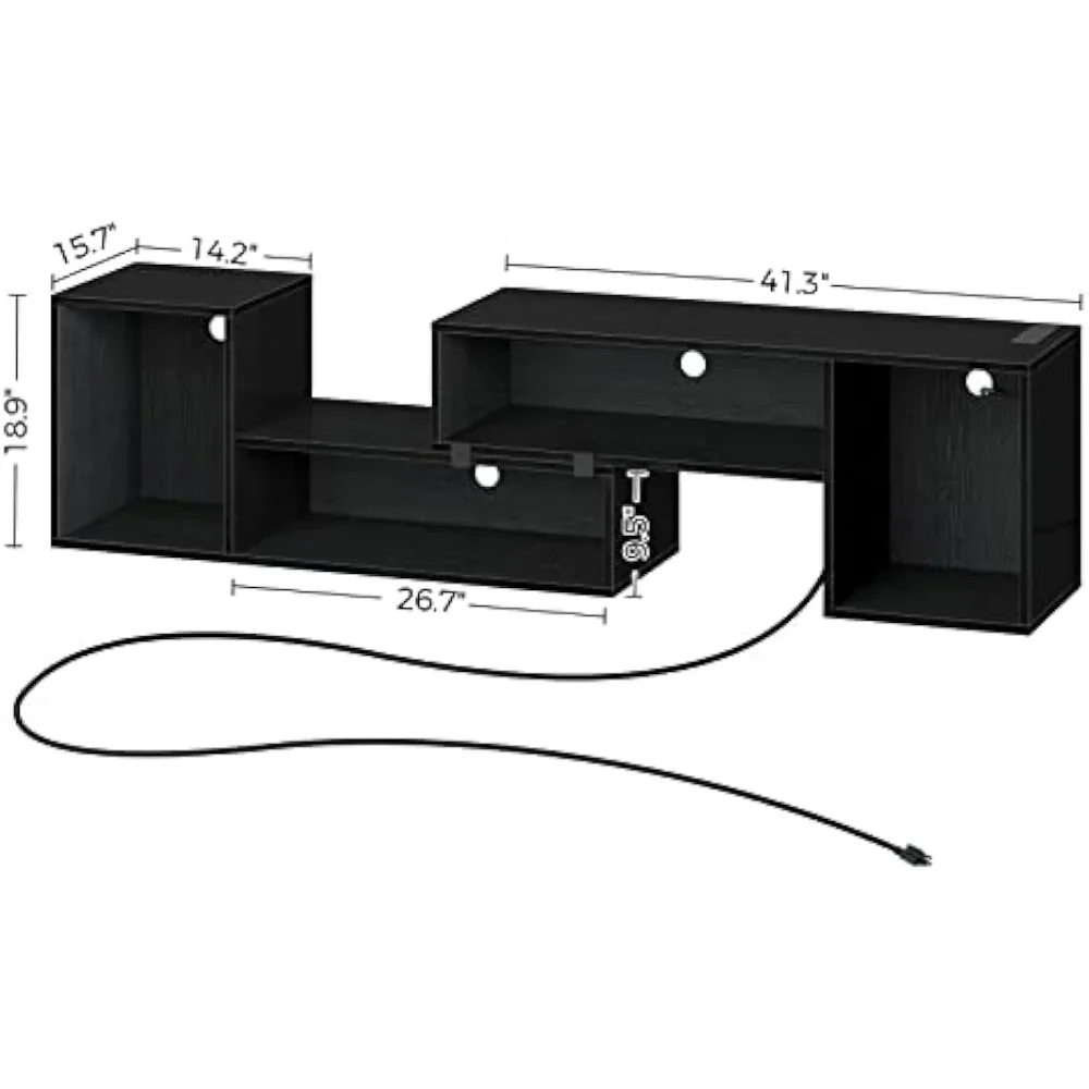 Soporte de TV Rolanstar, soporte de TV deformable con tira de LED y tomas de corriente, centro de entretenimiento moderno para televisores de 55/60/65/70 pulgadas