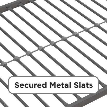 Litera Estructura de metal resistente con listones y barandillas laterales Barandillas de seguridad en la litera superior Fácil de ensamblar Cama individual/matrimonial Gris