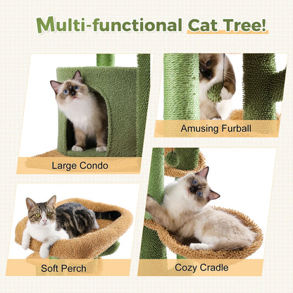 Arbre à chat en forme de cactus, maison pour chat avec griffoir, joli meuble de jeu avec condo, griffoir moderne pour animaux de compagnie