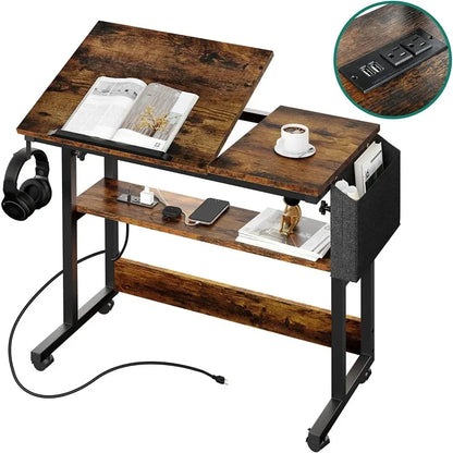 Bureaux de chambre Table portable pour ordinateur portable avec station de charge Meubles de bureau d'ordinateur Accessoires de bureau pour bureau Pliante Lecture Étude