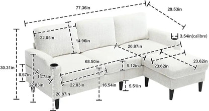 Chenille L-Shaped Modular Sectional Sofa, 3-Seater Comfy Cloud Couch with Ottoman/Chaise & 5 Pillows for Living Room Bedroom