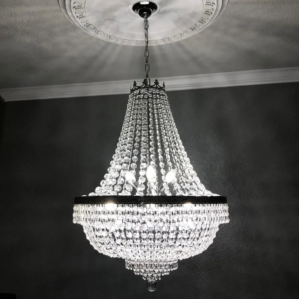 French Empire Crystal Chandelier Lighting 9 Lights Ceiling Light Pendant Lamp