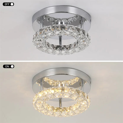 Plafonnier de chambre simple en cristal à LED, éclairage adapté au vestiaire, au couloir, au porche, lampe suspendue interchangeable