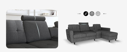 Sofa, Convertible Modular L-shaped Sofa with Cup Holder, 4-seater Sofa with Double-sided Chaise Longue, Light Grey Sofa