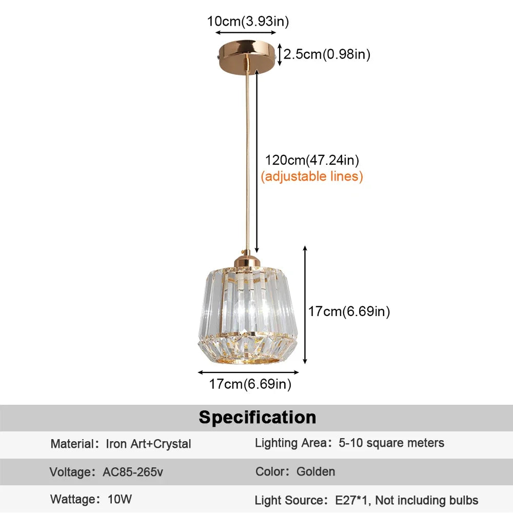 Modern Pendant Light Crystal Led Gold Chandelier Ceiling Lamp Living Dining Room Luminaire Aisle Kitchen Island Decor Fixture