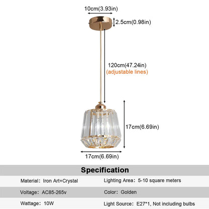 Modern Pendant Light Crystal Led Gold Chandelier Ceiling Lamp Living Dining Room Luminaire Aisle Kitchen Island Decor Fixture