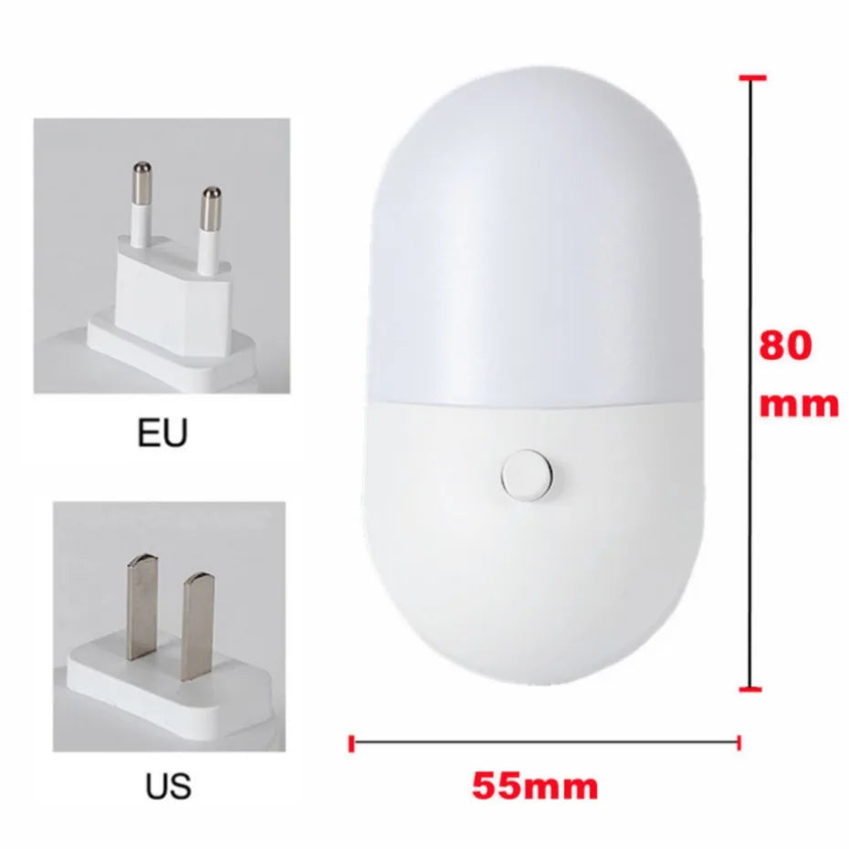 Lámpara de noche UooKzz, luz de noche, enchufe UE EE. UU., luz de noche LED, CA 220 V, lámpara de dormitorio, regalo para niños, linda lámpara de noche para pasillo, WC