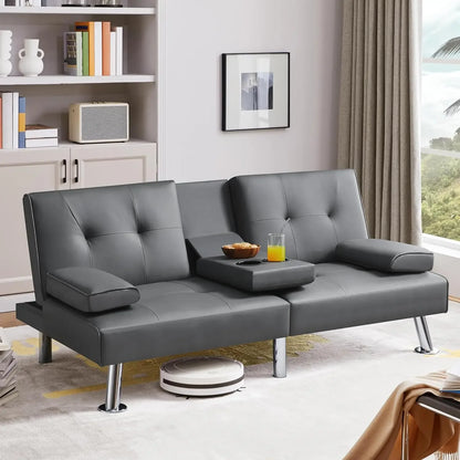 Sofa Bed Adjustmentsofa Double-sided Doublesofa Folding Sofa Bed Guestbed,cupholder,Bed Modern Artificial Leather Lounge Chair