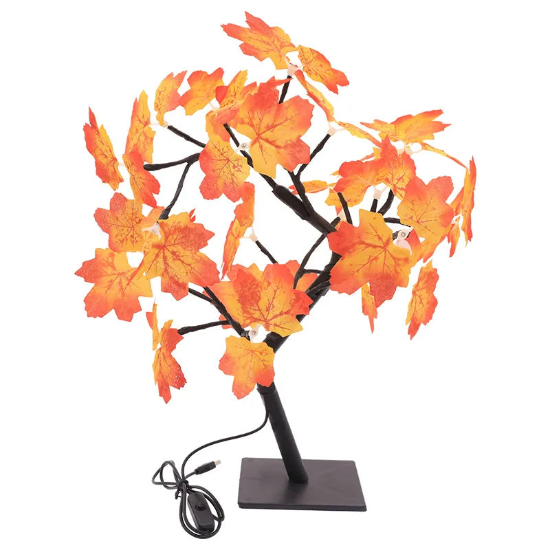 Lámpara de mesa con forma de árbol de flores, 24 cabezas, rosas, luces de noche de escritorio de hadas, funciona con USB, regalos para bodas, San Valentín, decoración navideña