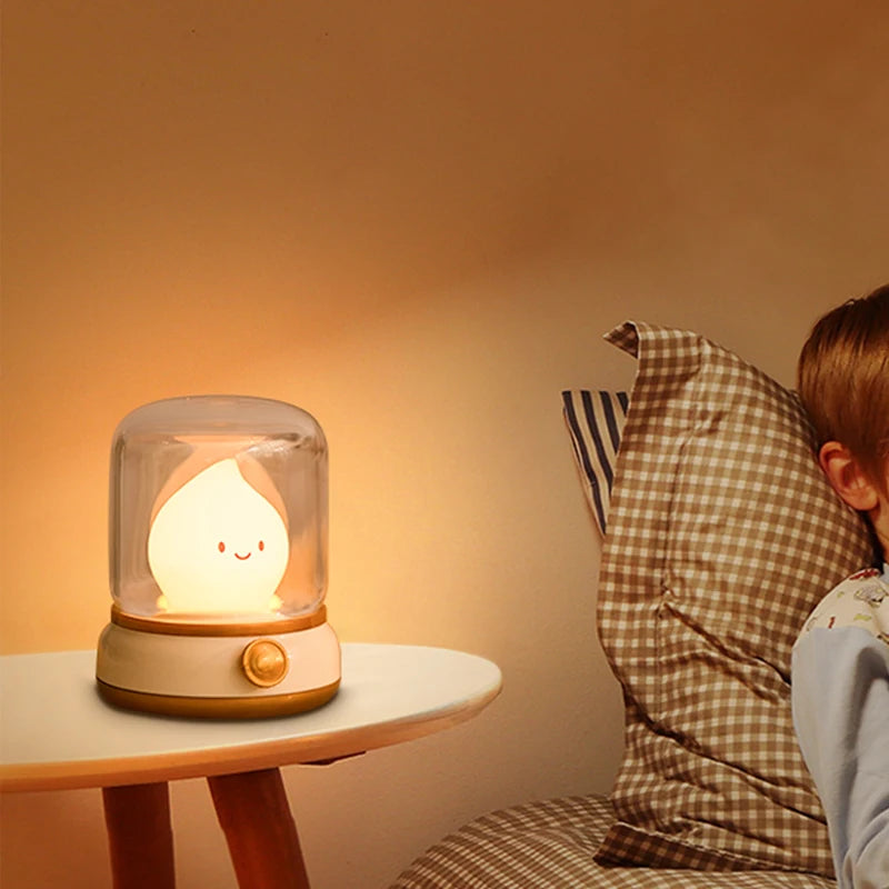 Bougie Veilleuse Mignon Lampe à Pétrole Bureau LED Lumière Décorative USB Rechargeable Veilleuse Chambre Créative Cadeau Pour Enfants