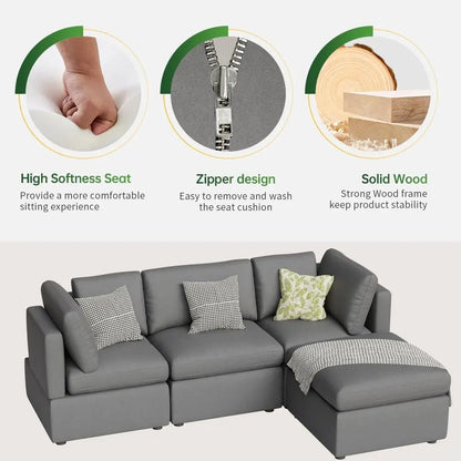 Sofa Couch Convertible Sofa Modular Sectional Sofa Couch for Living Room 3-Seat